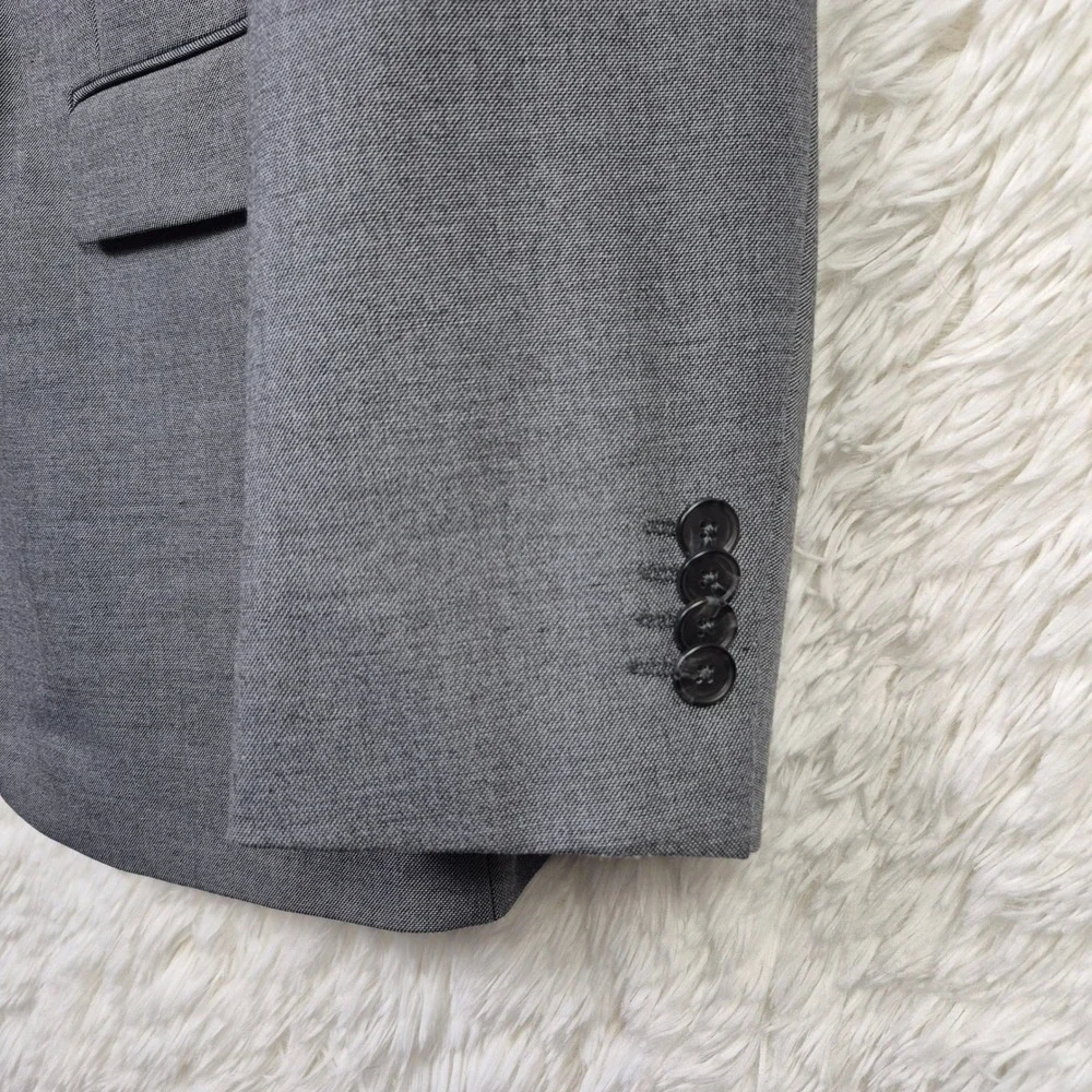 Banana Republic Mens 46R Slim Fit Sharkskin‎ Blazer Grey Sport Coat 532458